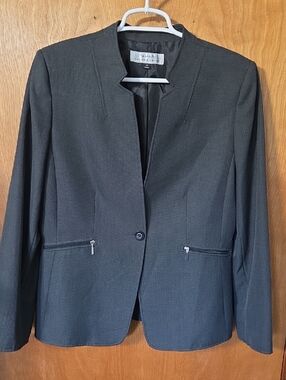 Tahari ASL Women's Dark Charcoal Single-Button Blazer